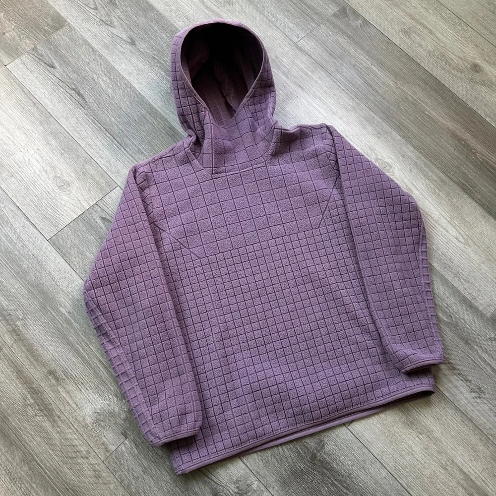 Lululemon Purple Grid Fleece Hoodie Pullover Soft Quilted Texture Women's